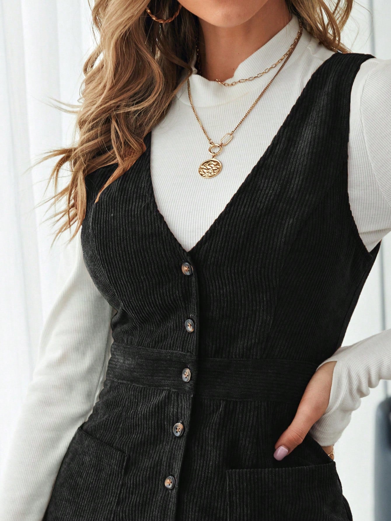 Corduroy Dress - Black